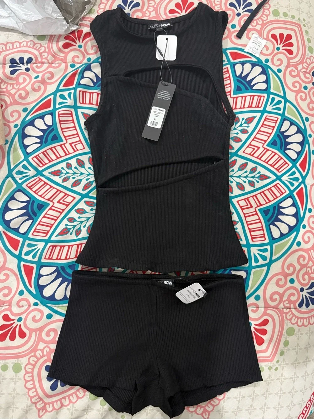 Fashion Nova Snatched Micro Mini Short Set- Black